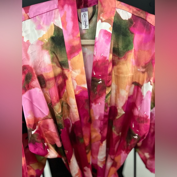 Lilac & London Floral Satin Silky Kimono Style Robe "Glam Robe" L/XL - Picture 5 of 9